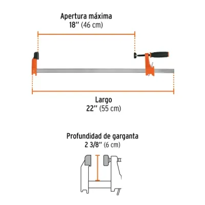 Prensa Ajuste Rápido Tipo F 18' Largo 22' Truper 270 Kg