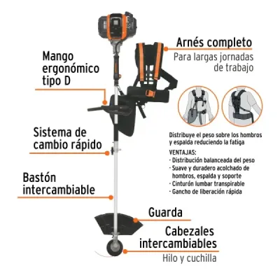 Guadaña Multifuncional 45cc 2hp Truper Motosierra Cortasetos