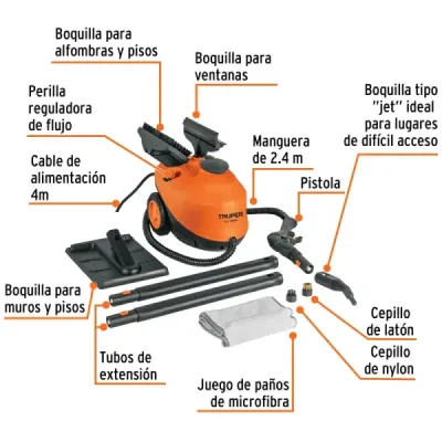 Limpiador De Vapor Multiusos 1800 W Truper Con Accesorios