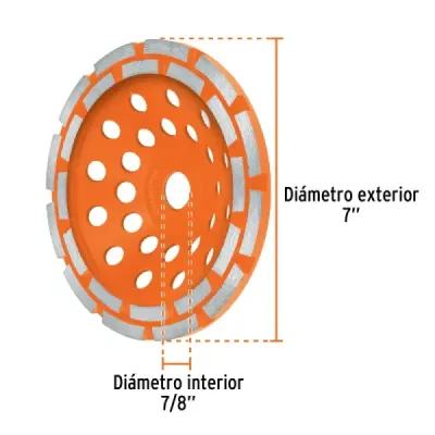 Copa Diamante Hilera Doble 7' (18cm) Truper Acabado Liso