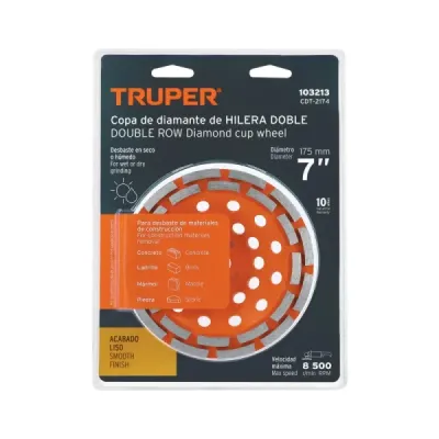 Copa Diamante Hilera Doble 7' (18cm) Truper Acabado Liso