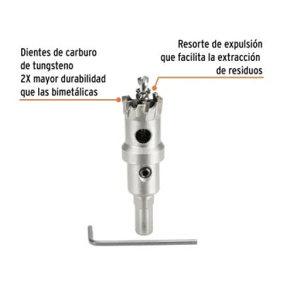 Sierra Copa Tungsteno 7/8' Metal Truper Resorte Expulsión