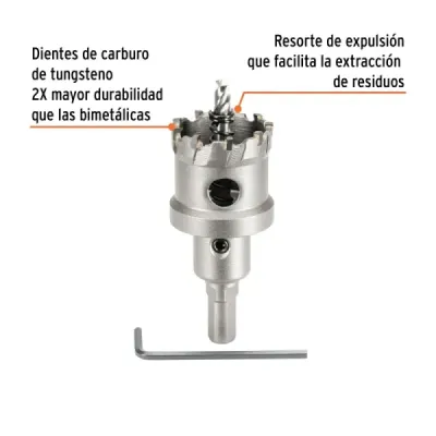Sierra Copa Tungsteno 1.3/8' Metal Truper Resorte Expulsión