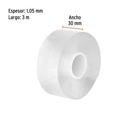 Cinta Nano Doble Faz Reutilizable 3mx30mm Truper Multiusos