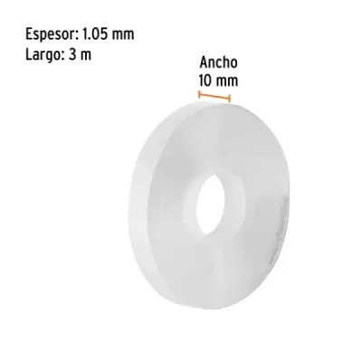 Cinta Nano Doble Faz Reutilizable 3mx10mm Truper Multiusos