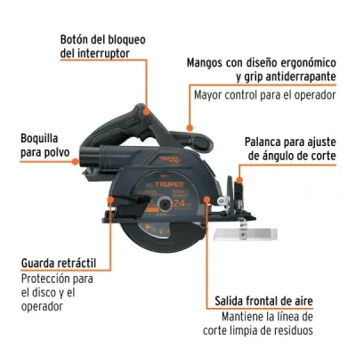 Sierra Circular Inalámbrica 6.1/2' 20v Truper Max
