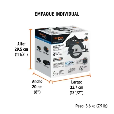 Sierra Circular Inalámbrica 6.1/2' 20v Truper Max