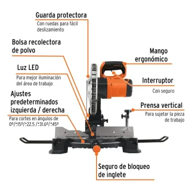 Sierra Inglete Compuesta 1900w 10' Truper Luz Led 5000rpm