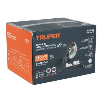 Sierra Inglete Compuesta 1900w 10' Truper Luz Led 5000rpm