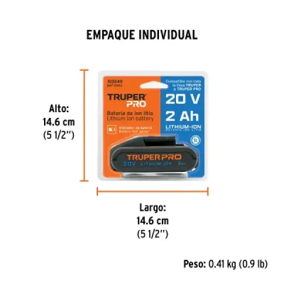 Batería Herramientas Inalámbricas 20v 2ah Truper Pro
