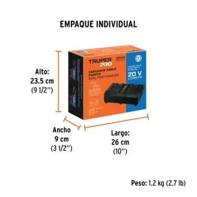 Cargador Dual Batería Herramientas Inalámbricas Truper Pro