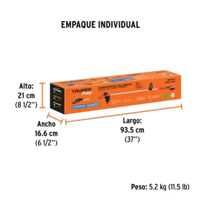 Guadaña Inalámbrica 13' 40v 2mm Truper Pro 2 Baterías