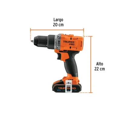 Taladro Percutor Inalámbrico 1/2' 20 V Truper 2 Baterías