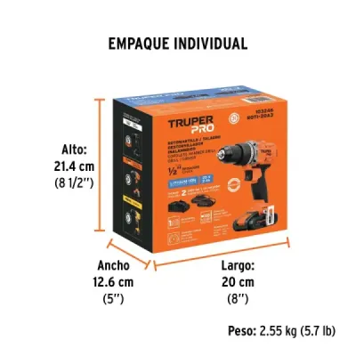 Taladro Percutor Inalámbrico 1/2' 20 V Truper 2 Baterías