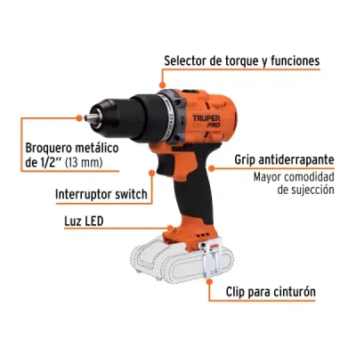 Taladro Percutor Inalámbrico 1/2' 20 V Truper Sin Batería