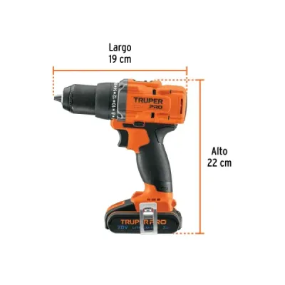 Taladro Inalámbrico 1/2' 20v Truper Pro 1 Batería