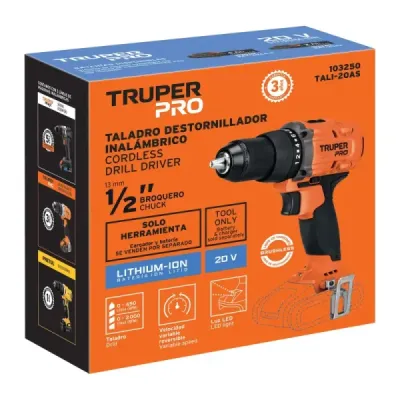 Taladro Inalámbrico 1/2' 20v Truper Pro Sin Batería