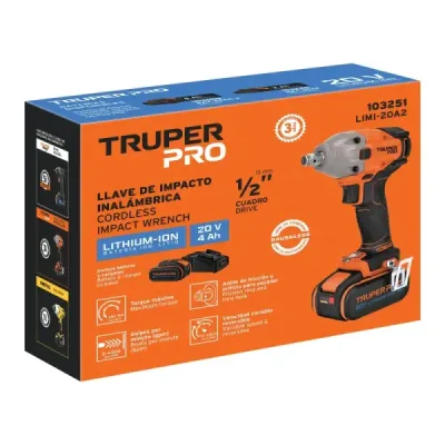 Llave Impacto Inalámbrica 1/2' 20v Truper Pro 1 Batería