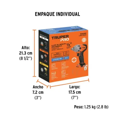 Llave Impacto Inalámbrica 1/2' 20v Truper Pro Sin Batería