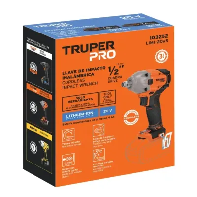 Llave Impacto Inalámbrica 1/2' 20v Truper Pro Sin Batería
