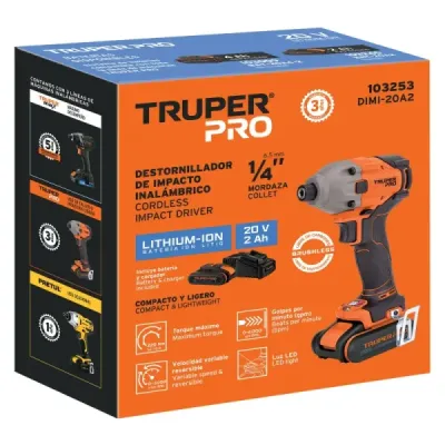 Atornillador Impacto Inalámbrico 20v Truper Pro 1 Batería