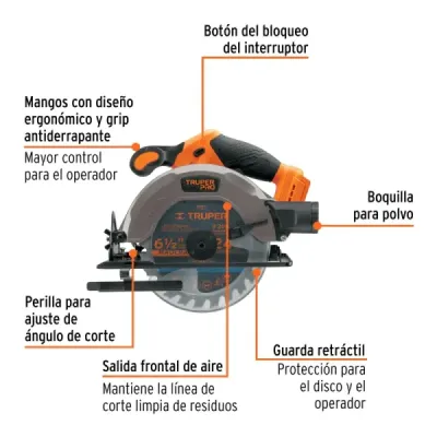 Sierra Circular Inalámbrica 6.1/2' 20v Truper Pro
