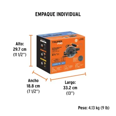 Sierra Circular Inalámbrica 6.1/2' 20v Truper Pro