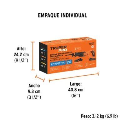 Sierra Reciprocante Sable Inalámbrica 20v Truper Pro Batería