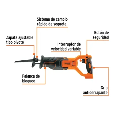 Sierra Reciprocante Sable Inalámbrica 20v Truper Pro