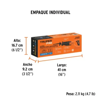 Sierra Reciprocante Sable Inalámbrica 20v Truper Pro