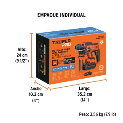 Taladro Percutor Inalámbrico Sds Plus 2j 20v Truper Pro