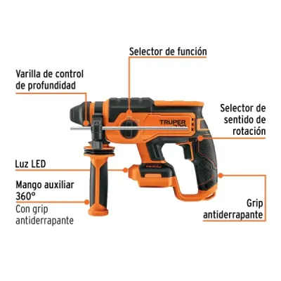 Taladro Percutor Inalámbrico Sds Plus 2j 20v Truper Pro Solo