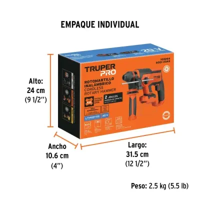 Taladro Percutor Inalámbrico Sds Plus 2j 20v Truper Pro Solo