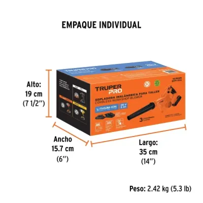 Sopladora Inalámbrica 20v 72 Cfm Truper Pro Batería Cargador