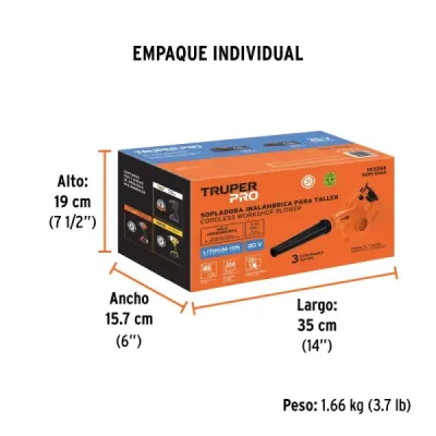 Sopladora Inalámbrica 20v 72 Cfm Truper Pro Sin Batería