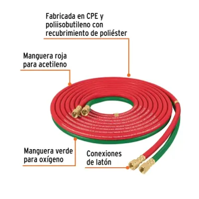 Manguera Cuata Reforzada Oxiacetileno 6mx1/4' Cpe Truper