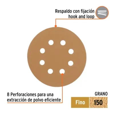 Set 5 Lijas Lijadora Roto-orbital 5' Truper Grano 150