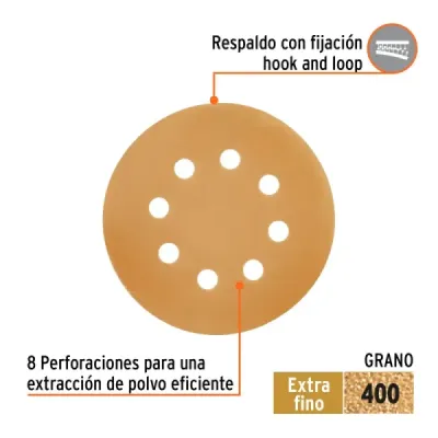 Set 5 Lijas Lijadora Roto-orbital 5' Truper Grano 400