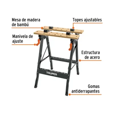 Mesa De Trabajo Plegable Ajustable 61x24cm 100kg Truper