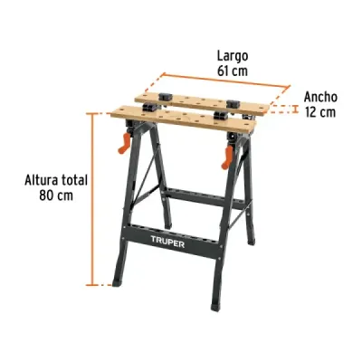 Mesa De Trabajo Plegable Ajustable 61x24cm 100kg Truper