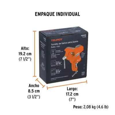 Prensa Banco Para Joyero 2.1/2' Truper Protector De Gomas