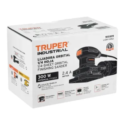 Lijadora Orbital 1/4 Hoja 300w Truper Industrial 15000 Opm