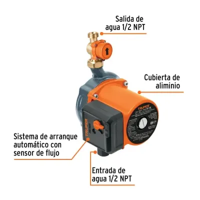 Bomba Presurizadora Agua 1/6 Hp Truper Regulable Altura 9m