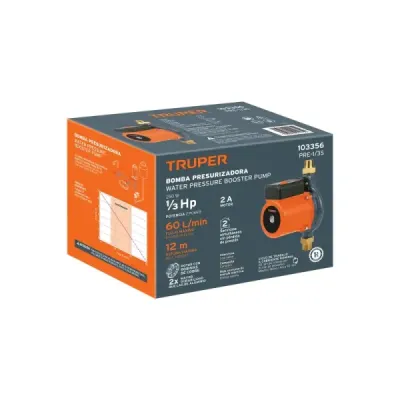 Bomba Presurizadora Agua 1/3 Hp Truper 60l/min Altura 12 M