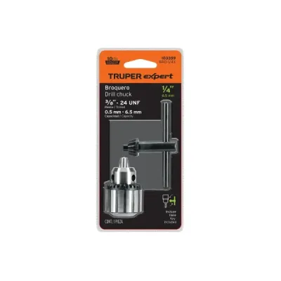 Mandril Taladro 1/4' Con Llave Truper Expert 0.6-6mm Acero