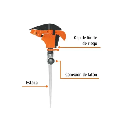Aspersor Plástico 1 Vía Estaca 20cm Truper Limitador Riego