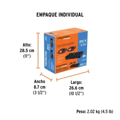 Cargador Dual + Baterías Para Herramientas 20v Truper Pro