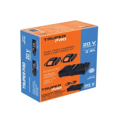 Cargador Dual + Baterías Para Herramientas 20v Truper Pro