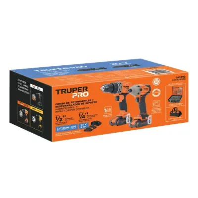 Set Taladro Percutor Atornillador Inalámbrico 20v Truper Pro