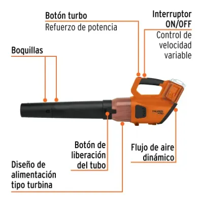 Sopladora Inalámbrica Turbo 40v Truper Pro Sin Batería